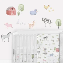 Sweet Jojo Designs Boy Or Girl Gender Neutral Unisex Wall Decal Stickers Art Nursery Décor Farm Animals Multicolor 4pc -Smart Baby Decor GUEST ea7d7d3d ceb7 4ba1 a5d6 b33a748ff935