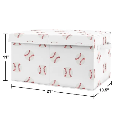 Sweet Jojo Designs Boy Fabric Storage Toy Bin Baseball Patch Red And White 4 Sweet Jojo Designs Boy Fabric Storage Toy Bin Baseball Patch Red And White - Image 2
