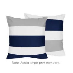 Sweet Jojo Designs Boy, Girl, Unisex/Gender Neutral Decorative Throw Pillow Covers 18in. (Pillow Inserts Not Included) Stripe Blue Grey And White 2pc -Smart Baby Decor GUEST ed9c242c b829 4f7e ae5f 2356d2fb0675