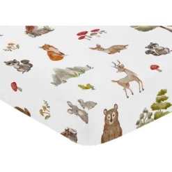 Sweet Jojo Designs Gender Neutral Unisex Baby Fitted Crib Sheet Watercolor Woodland Forest Animals Green Brown White -Smart Baby Decor GUEST eeae7f9f a59e 4ae0 b14e 6090264b80c6