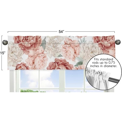 Sweet Jojo Designs Window Valance Treatment 54in. Peony Floral Garden Pink And Ivory 6 Sweet Jojo Designs Window Valance Treatment 54in. Peony Floral Garden Pink And Ivory - Image 4