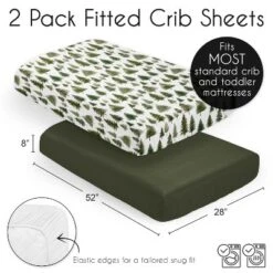 Sweet Jojo Designs Gender Neutral Unisex Fitted Crib Sheets Set Woodland Pine Tree Green And White 2pc -Smart Baby Decor GUEST ef8c1055 8dc0 4590 9ce9 b2d2ed42c86d