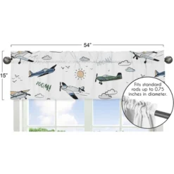 Sweet Jojo Designs Boy Window Valance Treatment 54in. Vintage Airplane Green Blue And Yellow -Smart Baby Decor GUEST f34601cf d9bd 4f3d ae59 008895ddc099