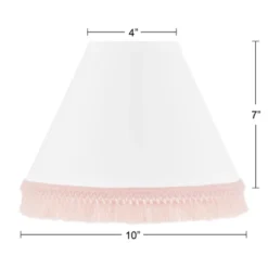 Sweet Jojo Designs Girl Empire Lamp Shade 4in.x7in.x10in. Boho Fringe White And Pink