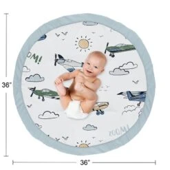 Sweet Jojo Designs Boy Baby Tummy Time Playmat Airplane Green And Blue -Smart Baby Decor GUEST f407fb00 f577 40bd 8c65 07b9c01c84b1