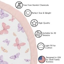 Sweet Jojo Designs Girl Baby Tummy Time Playmat Butterfly Blush Pink And Purple -Smart Baby Decor GUEST f45a9892 8e2a 4618 9df7 dcabd8de24e4