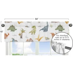 Sweet Jojo Designs Window Valance Treatment 54in. Watercolor Dinosaur Dino Multicolor -Smart Baby Decor GUEST f5322f28 e5bf 438e 954f 074b58f997ff