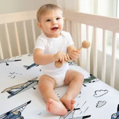 Sweet Jojo Designs Boy Fitted Crib Sheets Set Airplane Green And Blue 2pc -Smart Baby Decor GUEST f724349c d345 4531 aade 4cf8cde6b076