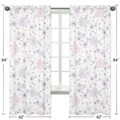 2pc Sweet Jojo Designs Watercolor Floral Window Panels Lavender/Gray -Smart Baby Decor GUEST f726ad7e 30ac 4617 b23c f09044c8c54b