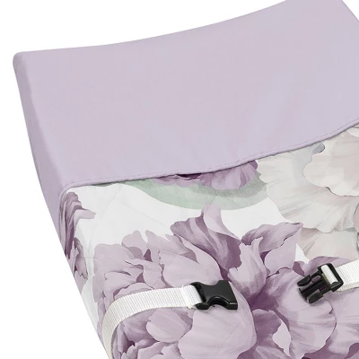 Sweet Jojo Designs Girl Changing Pad Cover Peony Floral Garden Purple And Ivory 4 Sweet Jojo Designs Girl Changing Pad Cover Peony Floral Garden Purple And Ivory - Image 2