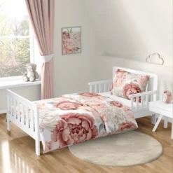 Sweet Jojo Designs Girl Toddler Bedding Set Peony Floral Garden Pink And Ivory 5pc -Smart Baby Decor GUEST f8cb73e7 2f63 4045 b2fa 5849a3c178c3