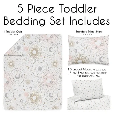 Sweet Jojo Designs Girl Toddler Bedding Set Celestial Pink Gold And Grey 5pc 4 Sweet Jojo Designs Girl Toddler Bedding Set Celestial Pink Gold And Grey 5pc - Image 2
