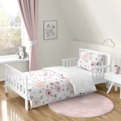 Sweet Jojo Designs Girl Toddler Bedding Set Watercolor Floral Pink And Grey 5pc. -Smart Baby Decor GUEST facef1ca a334 46bc 9fbc 3fff6c271c21