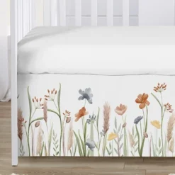 Sweet Jojo Designs Girl Baby Crib Bed Skirt Watercolor Floral Garden Green Blue And Orange -Smart Baby Decor GUEST fc209f21 74e6 47db ab8d 55652b9a1871