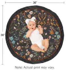 Sweet Jojo Designs Girl Baby Tummy Time Playmat Boho Floral Wildflower Black Orange And Blue -Smart Baby Decor GUEST ff0a3fa6 37e3 4fcc 9db9 4a1ac0323503