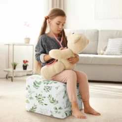 Sweet Jojo Designs Boy Girl Gender Neutral Unstuffed Fabric Ottoman Pouf Cover Decorative Storage Botanical Leaf Green And White Insert Not Included -Smart Baby Decor GUEST ffe92b93 e4cc 4488 a654 c82cd41a3039